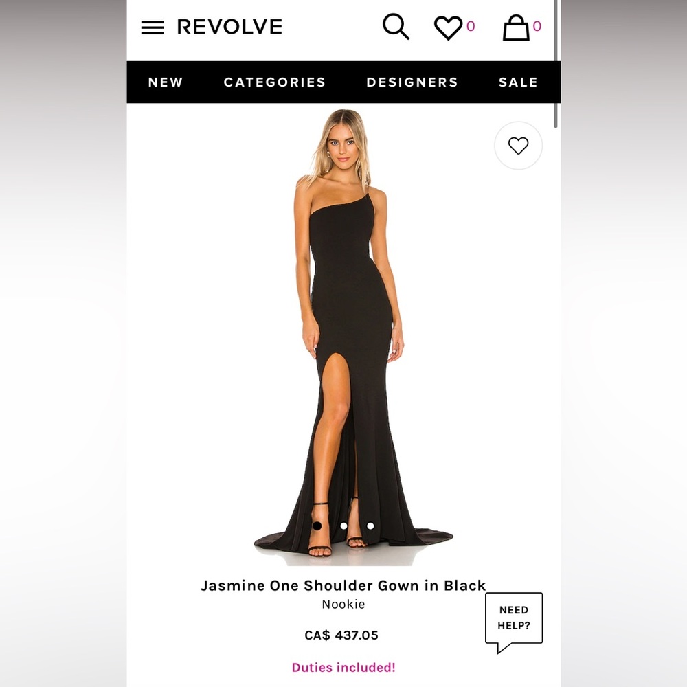 I am selling a black Nookie gown ordered off revolve. It is a size XS (0-2)